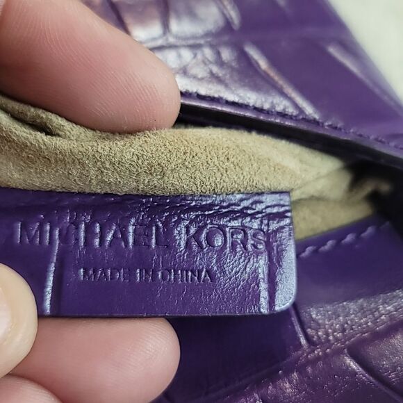 MICHAEL KORS Croc Embossed Envelope Clutch in Plum Color - Picture 8 of 11